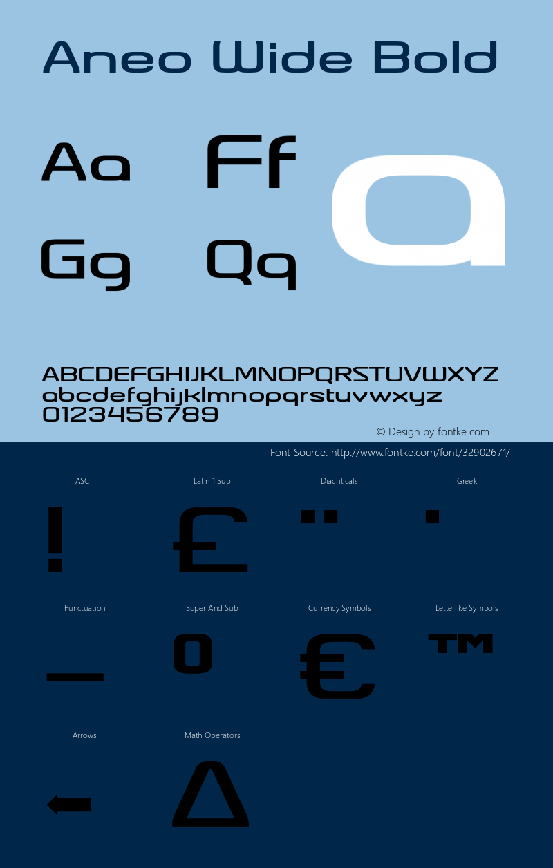 Aneo Wide Bold Version 1.000 Font Sample