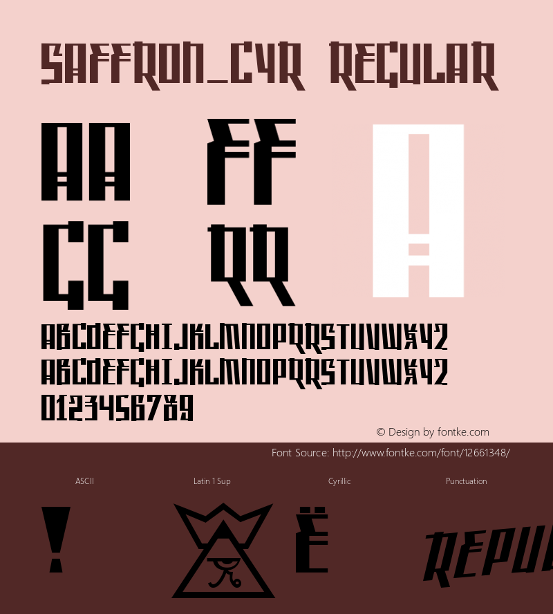Saffron_Cyr Regular Cyrillic version 1.1; 2000 Font Sample