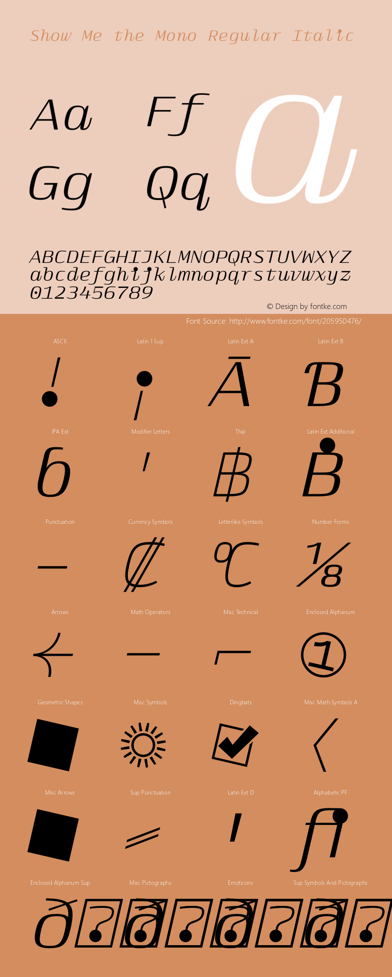 Show Me the Mono Regular Italic Version 1.001 | Demo图片样张