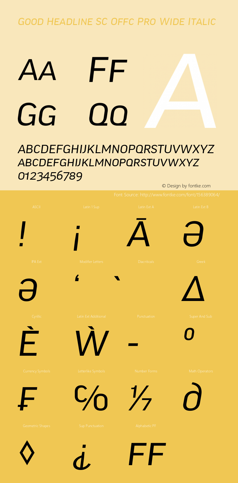 Good Head SC Offc Pro Wide Italic Version 7.504; 2014; Build 1021 Font Sample