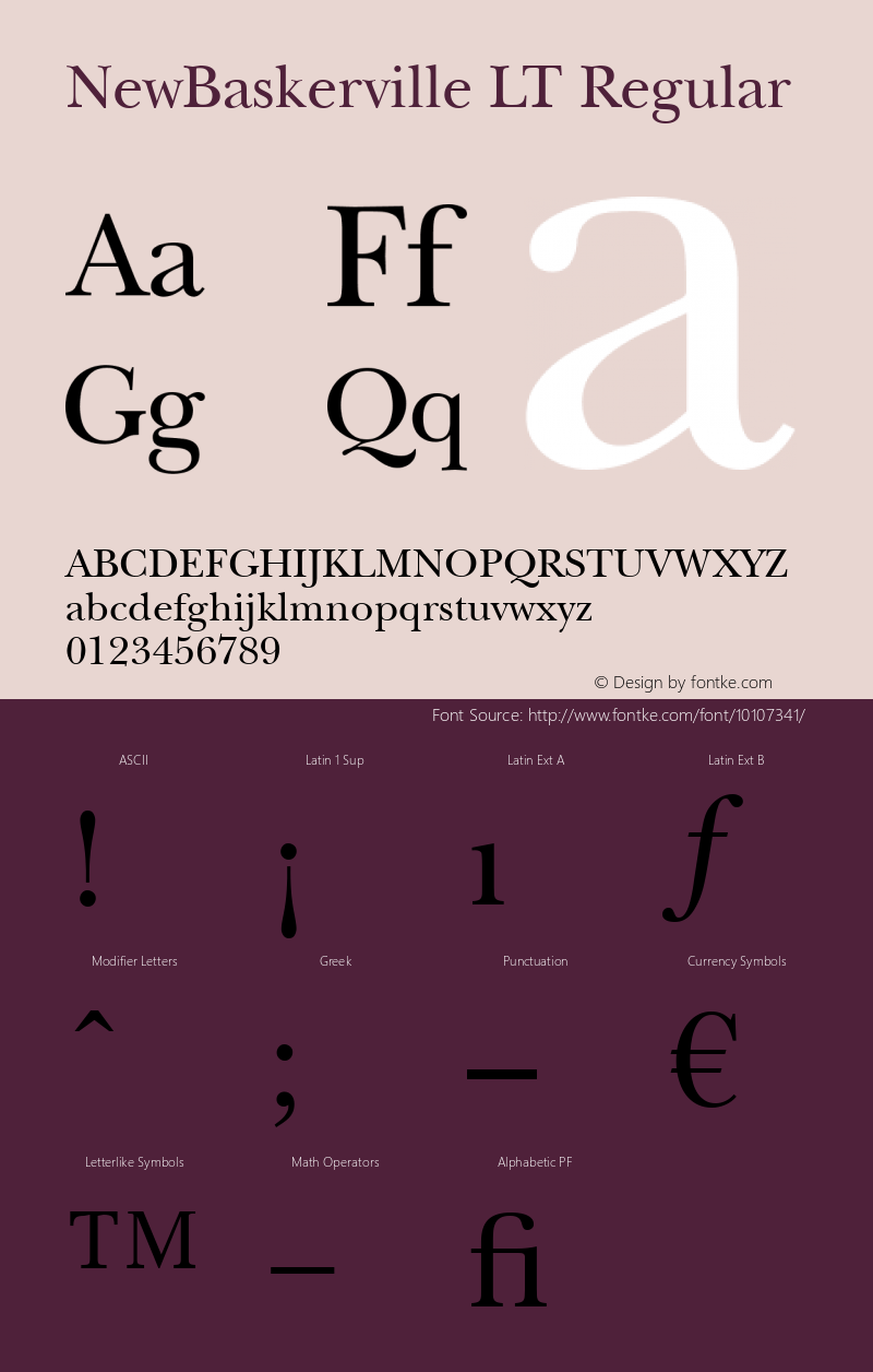 NewBaskerville LT Regular Version 6.1; 2002 Font Sample