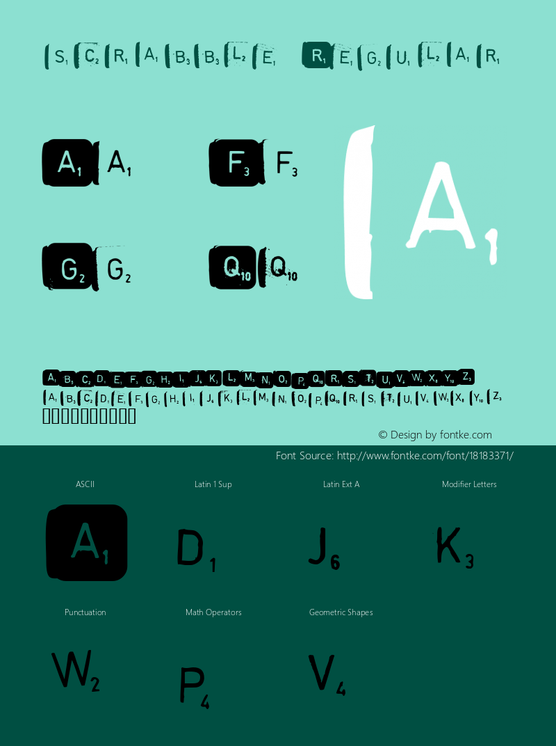 scrabble Regular Macromedia Fontographer 4.1.2 21.01.1999 Font Sample