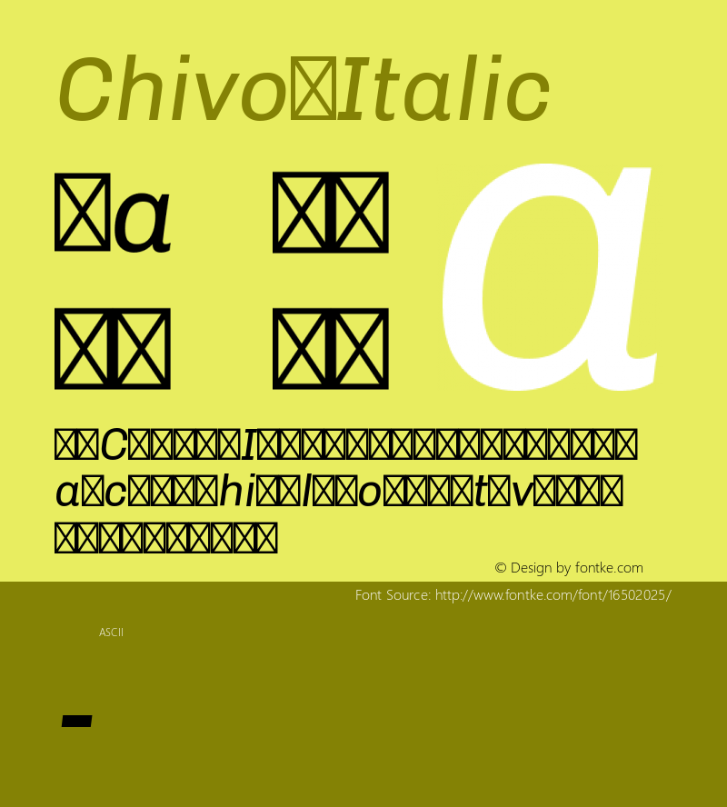 Chivo Italic 1.000 Font Sample