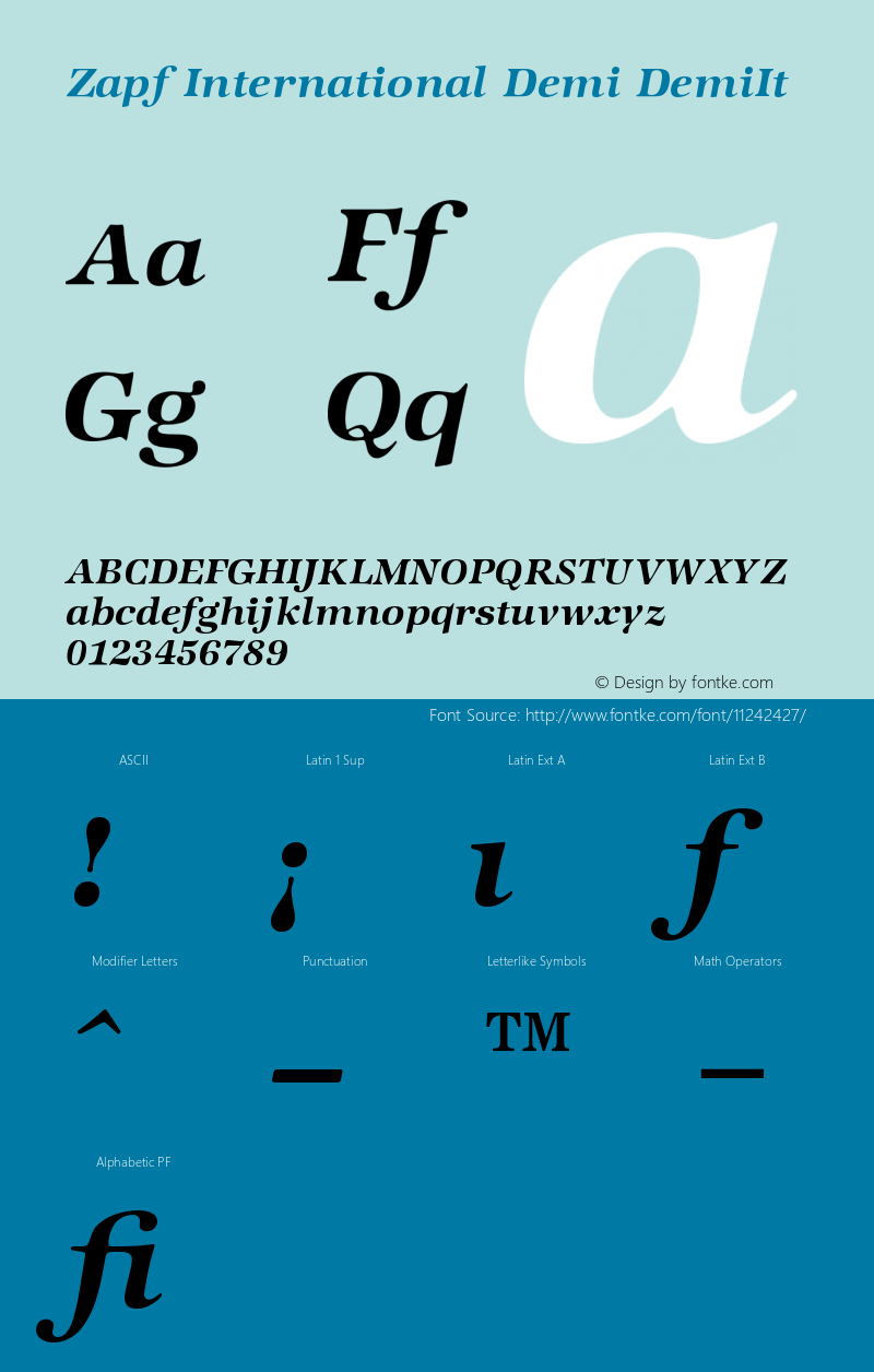 Zapf International Demi DemiIt Version 001.000 Font Sample