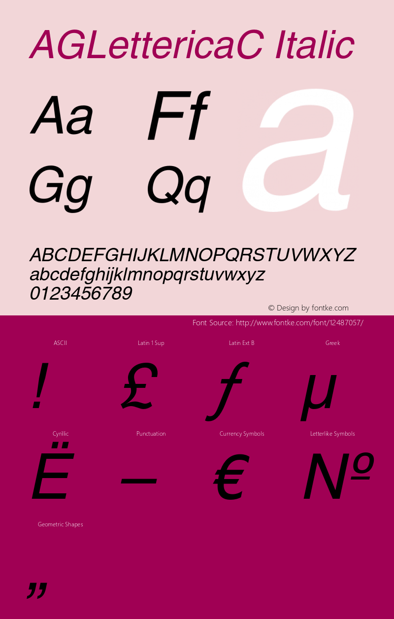 AGLettericaC Italic OTF 1.0;PS 001.000;Core 116;AOCW 1.0 161 Font Sample