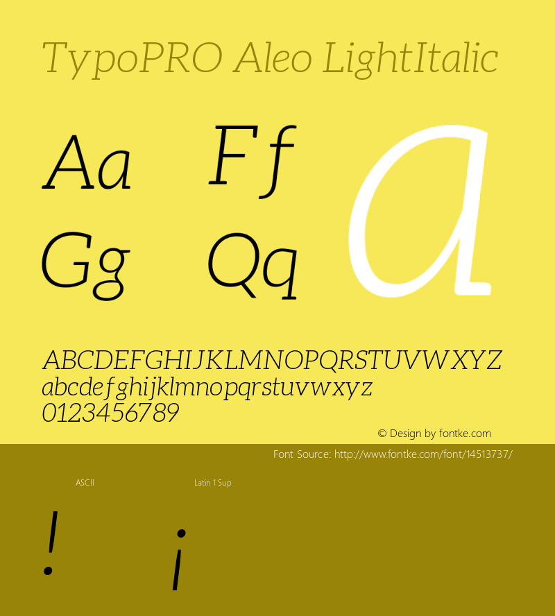 TypoPRO Aleo LightItalic Version 1.1 Font Sample