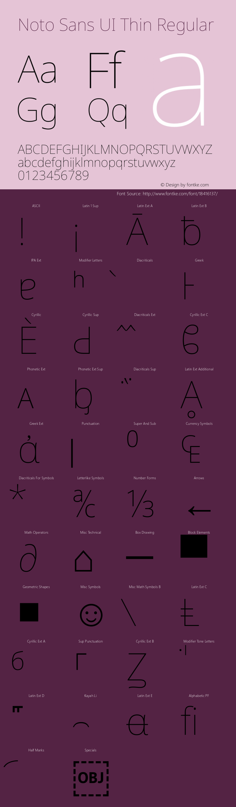 Noto Sans UI Thin Regular Version 1.901 Font Sample