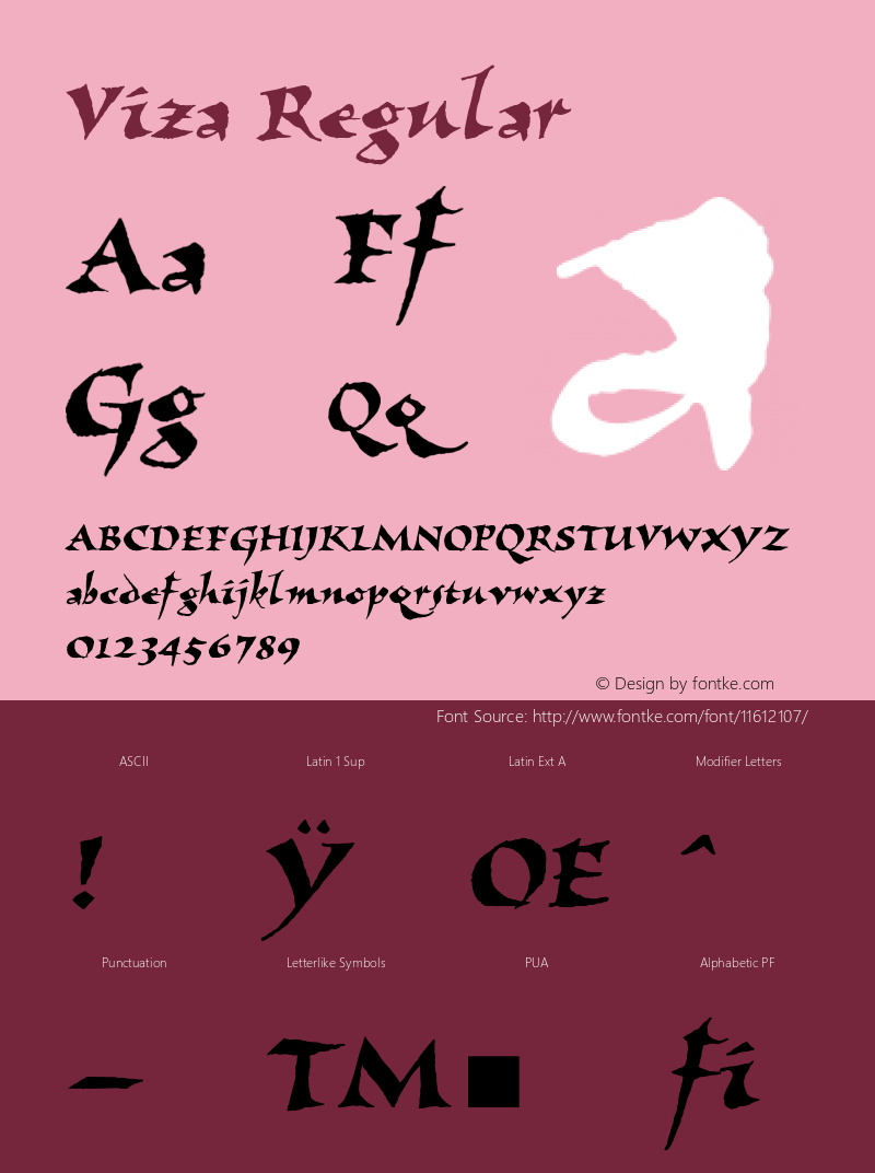 Viza Regular Unknown Font Sample