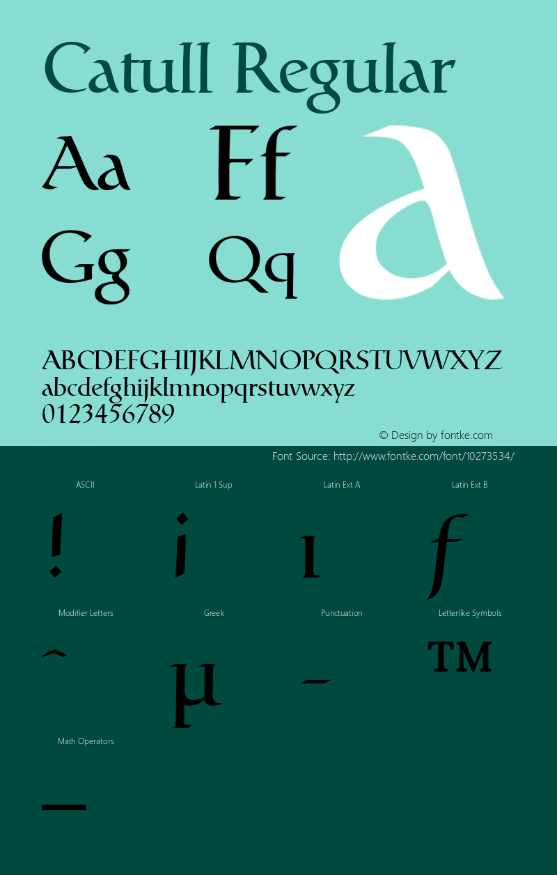 Catull Regular Macromedia Fontographer 4.1 15/02/2004 Font Sample