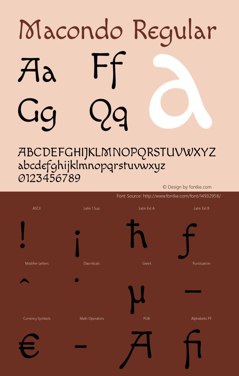 Macondo Regular Version 2.001 Font Sample