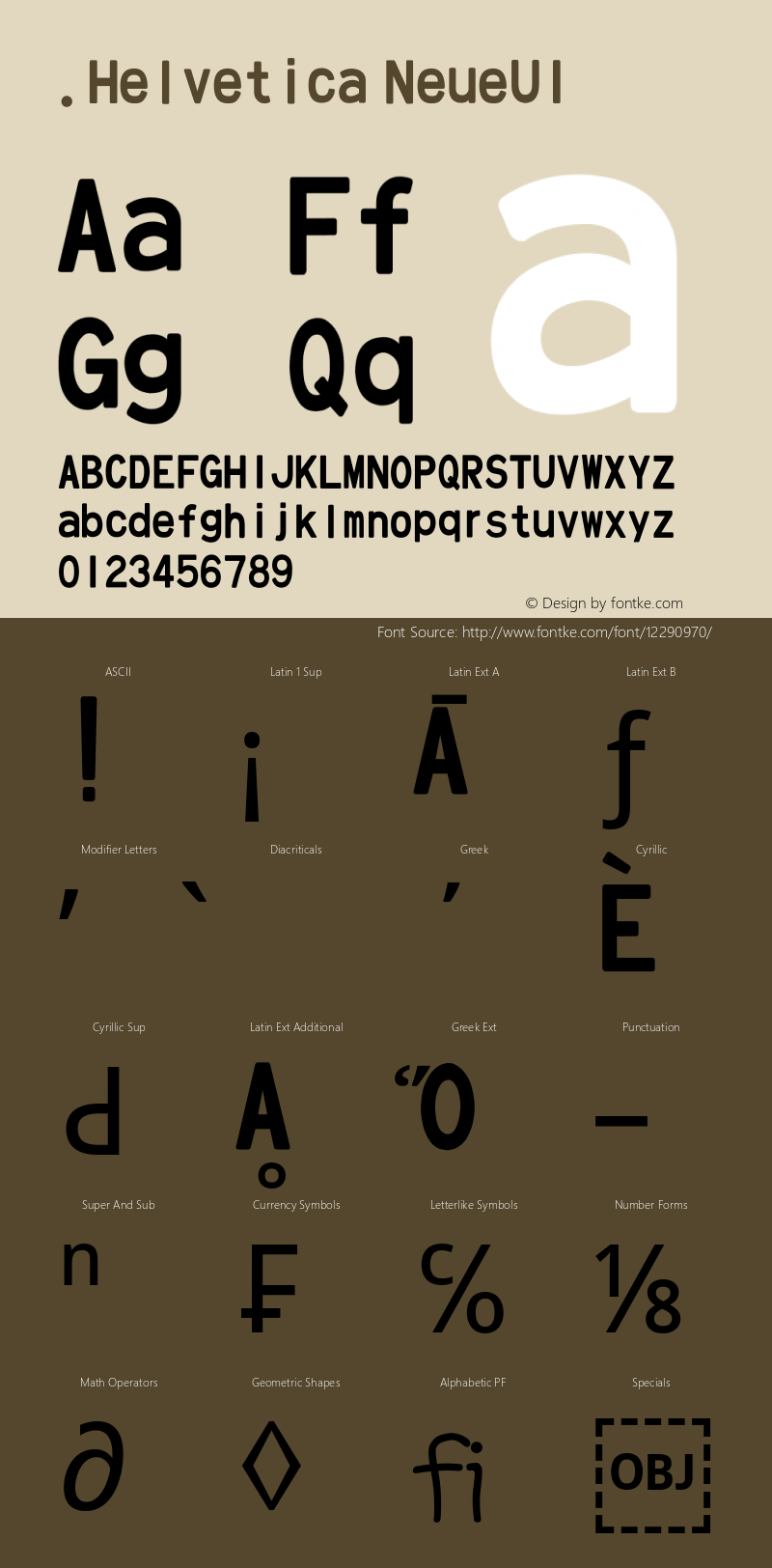 .Helvetica NeueUI 粗斜体 10.0d35e1 Font Sample