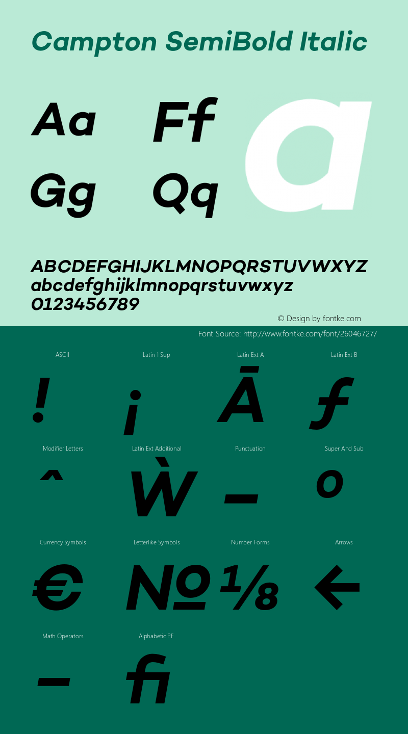 Campton SemiBold Italic Version 1.000;PS 001.000;hotconv 1.0.70;makeotf.lib2.5.58329 Font Sample