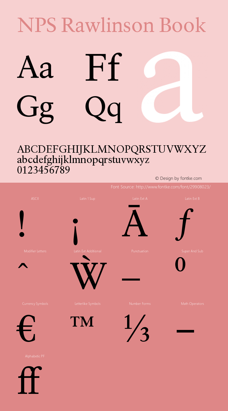 NPSRawlinson-Book Version 001.002 Font Sample