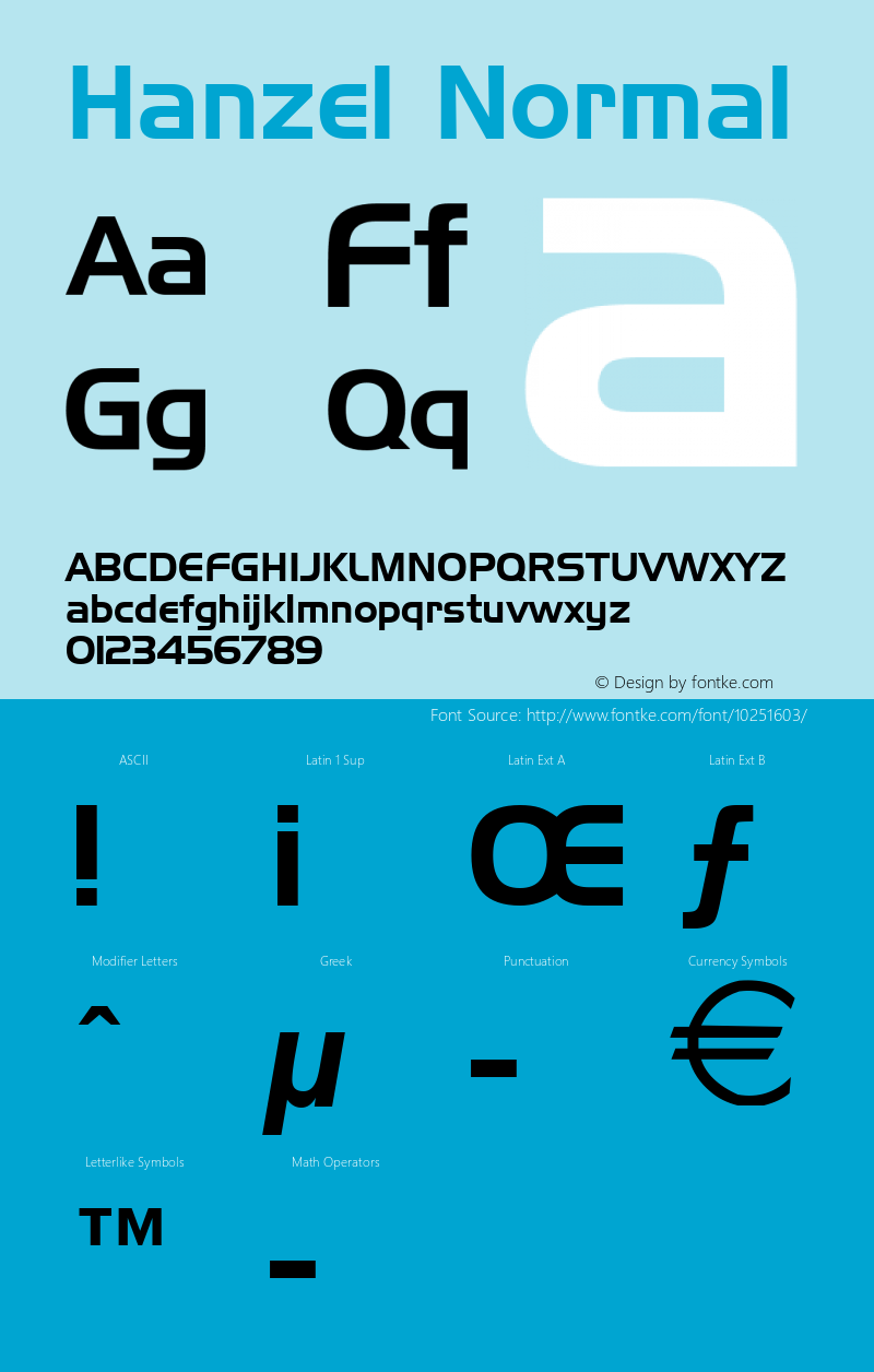 Hanzel Normal Altsys Fontographer 4.1 5/8/96 Font Sample