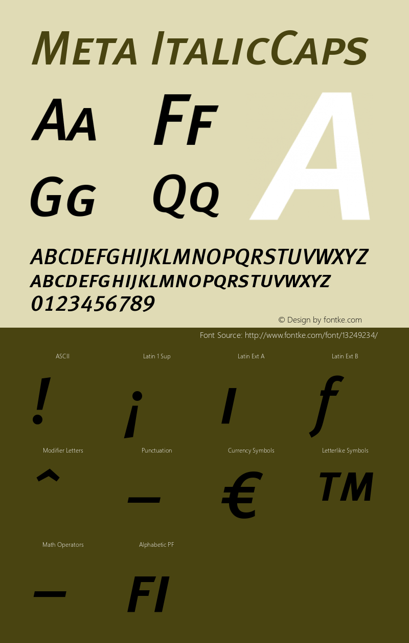 Meta ItalicCaps Version 004.301 Font Sample