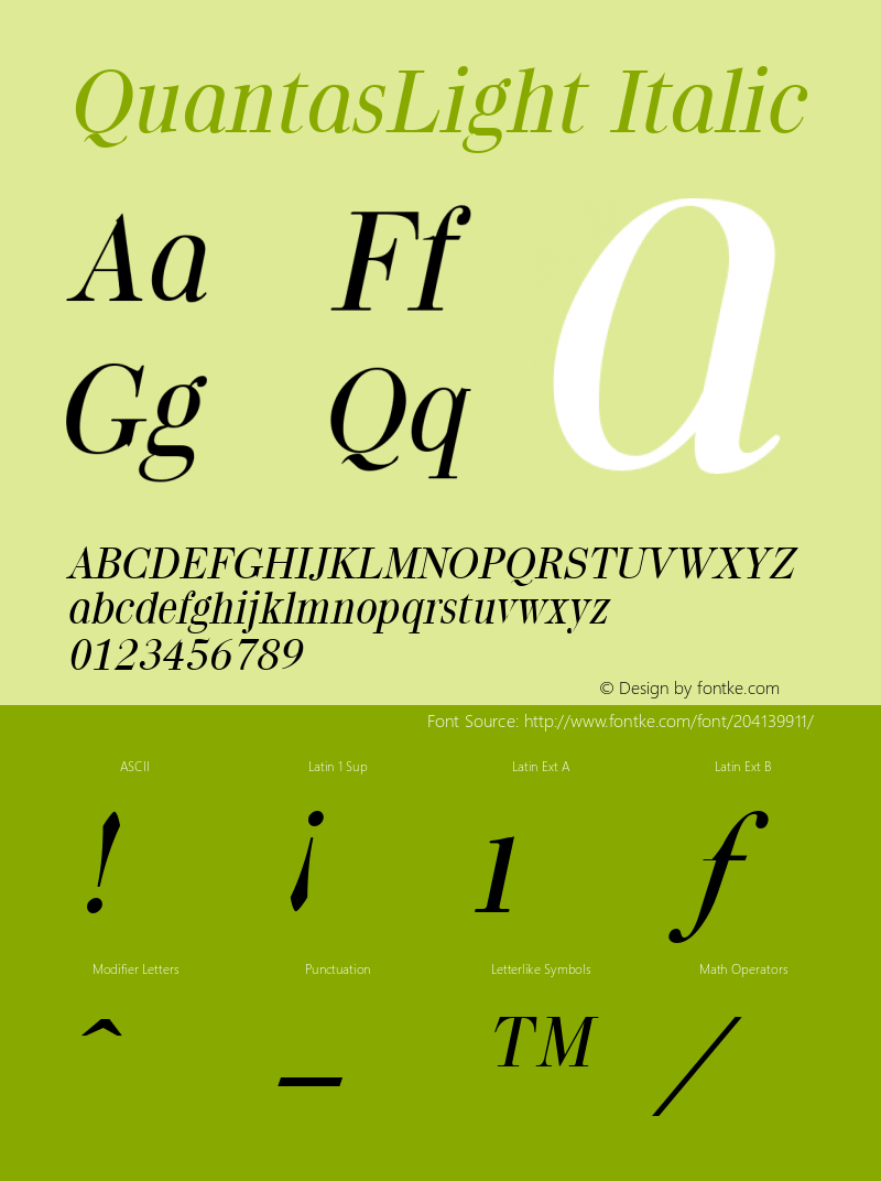 QuantasLight Italic Altsys Metamorphosis:12/22/95图片样张