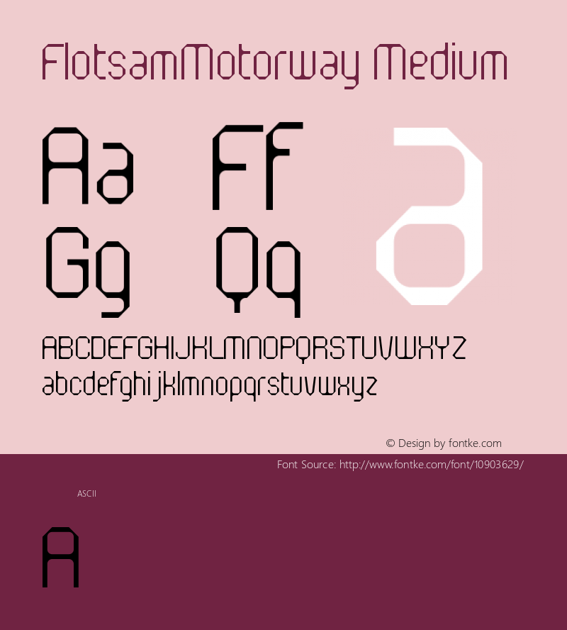 FlotsamMotorway Medium Version 001.000 Font Sample