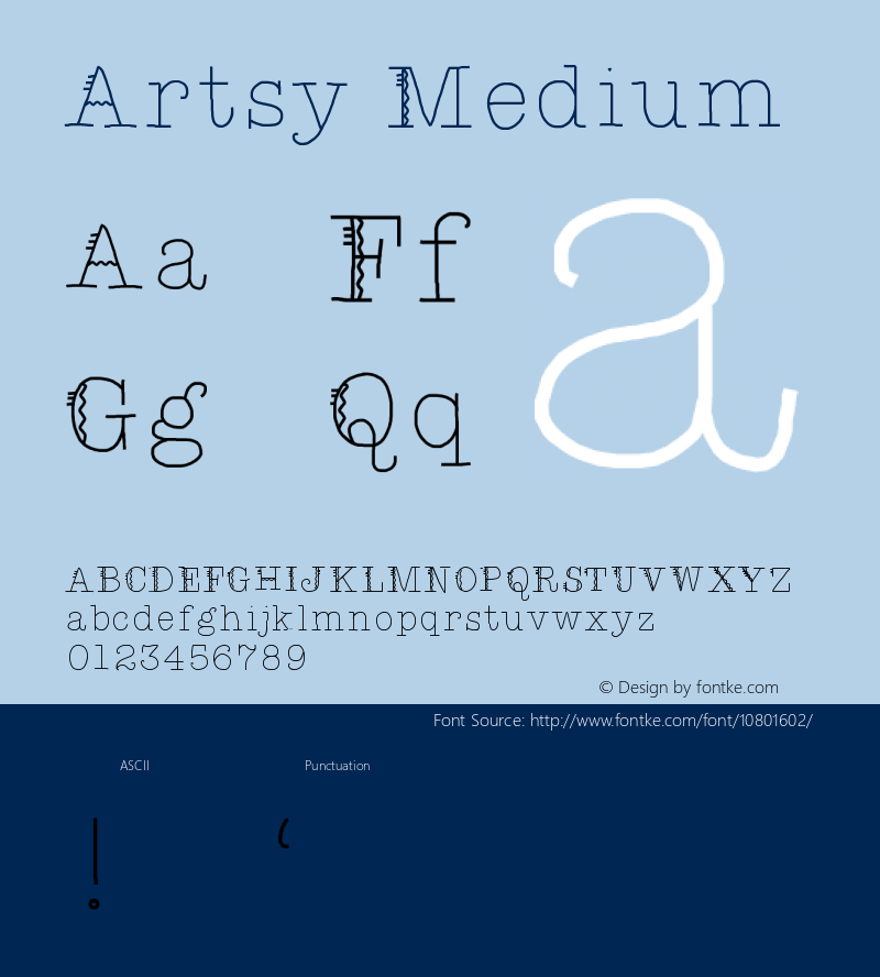 Artsy Medium Version 001.000 Font Sample