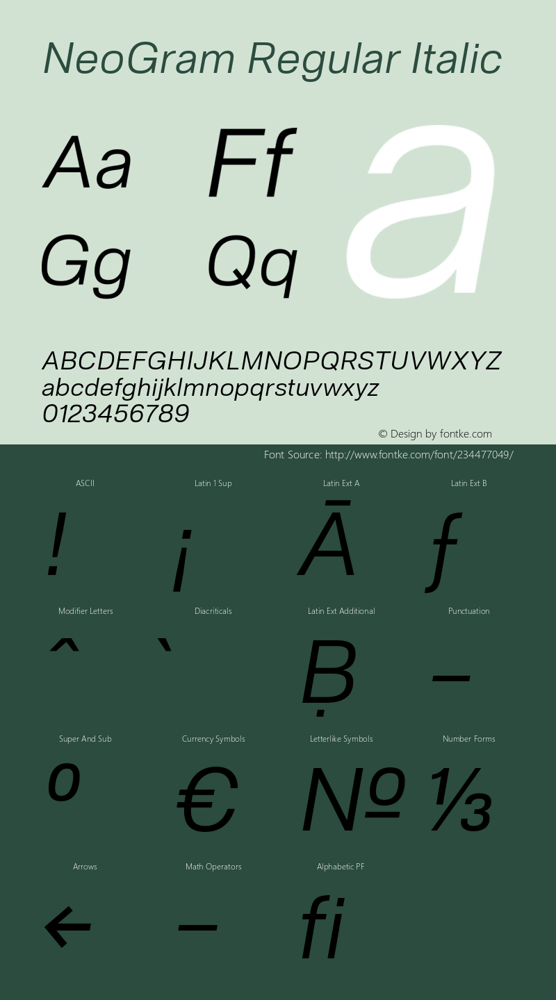 NeoGram Regular Italic Version 2.000 July 2021图片样张