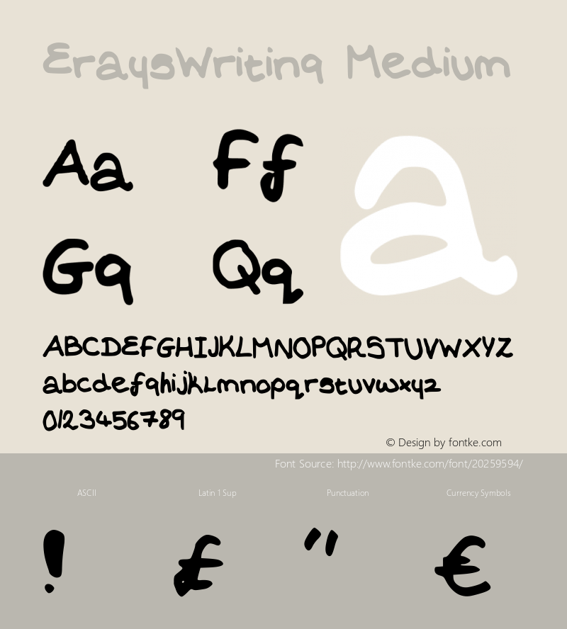 EraysWriting Version 001.000 Font Sample