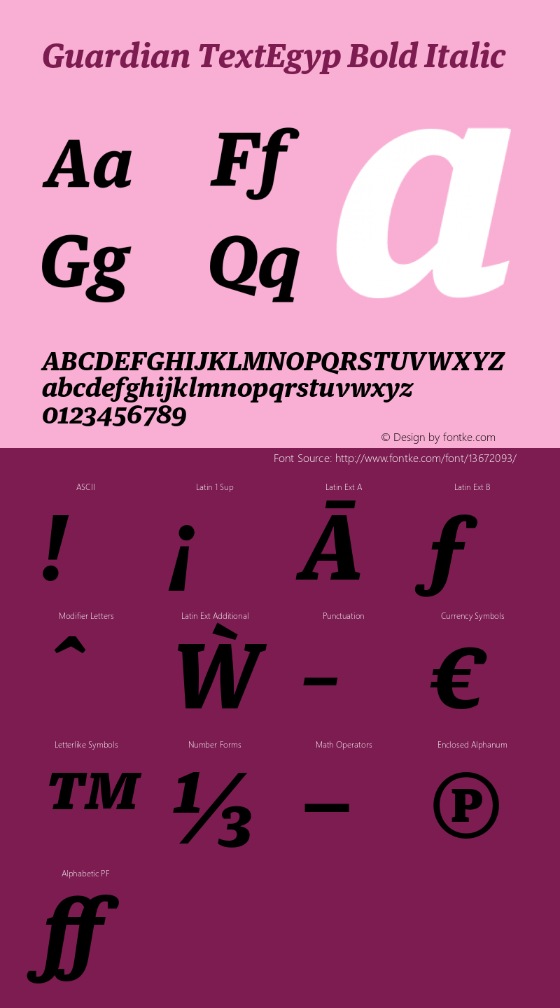 Guardian TextEgyp Bold Italic Version 1.000;PS 001.000;hotconv 1.0.57;makeotf.lib2.0.21895 Font Sample