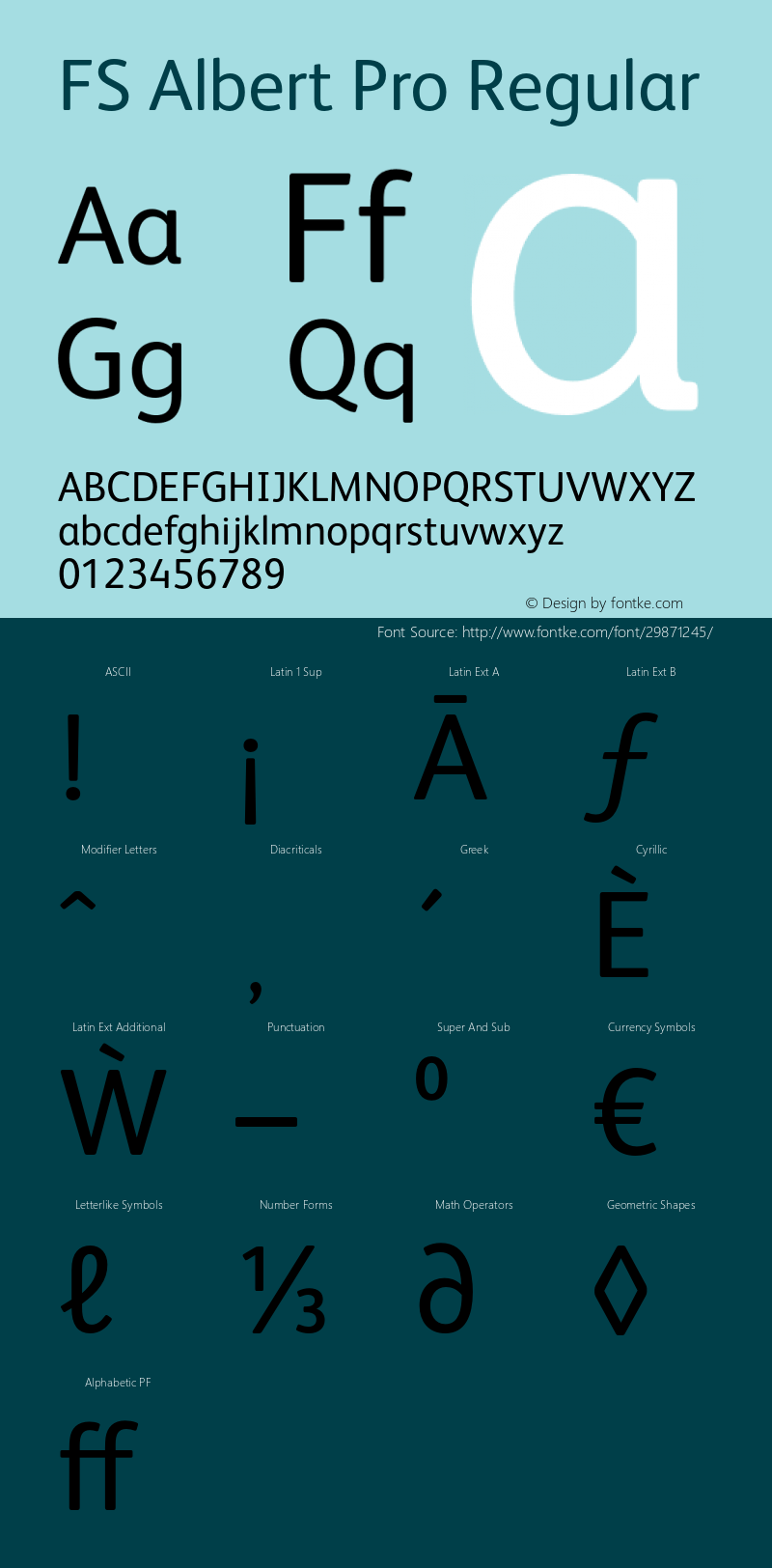 FS Albert Pro Regular Version 2.000 Font Sample