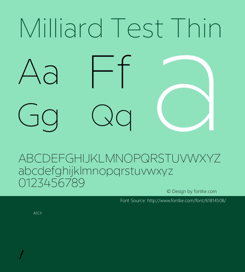 Milliard Test Thin Version 1.000;PS 001.000;hotconv 1.0.88;makeotf.lib2.5.64775 Font Sample