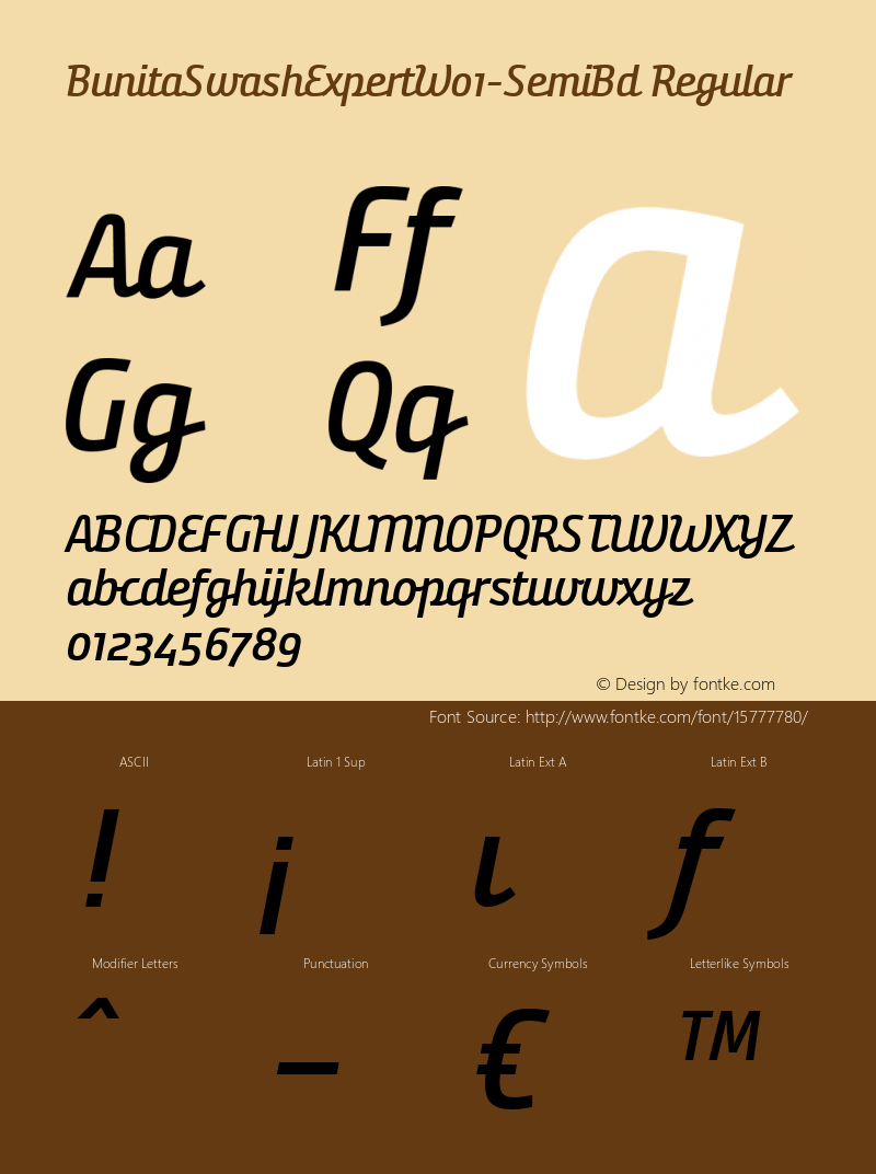 BunitaSwashExpertW01-SemiBd Regular Version 1.141 Font Sample