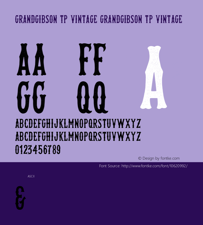 GrandGibson TP Vintage GrandGibson TP Vintage Version 1.000 Font Sample