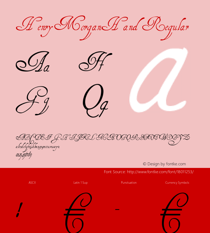 HenryMorganHand Regular 1.0 2004-11-08 Font Sample