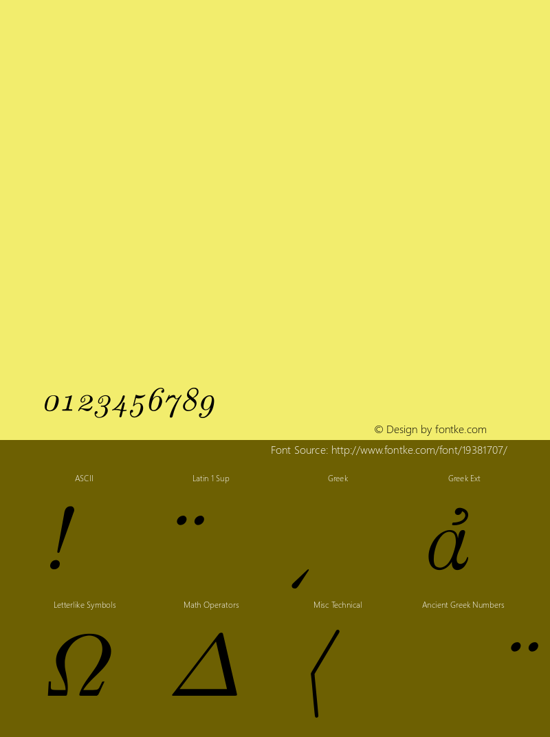 Computer Modern Roman Greek Italic Old Style Figures Version 001.001 Font Sample