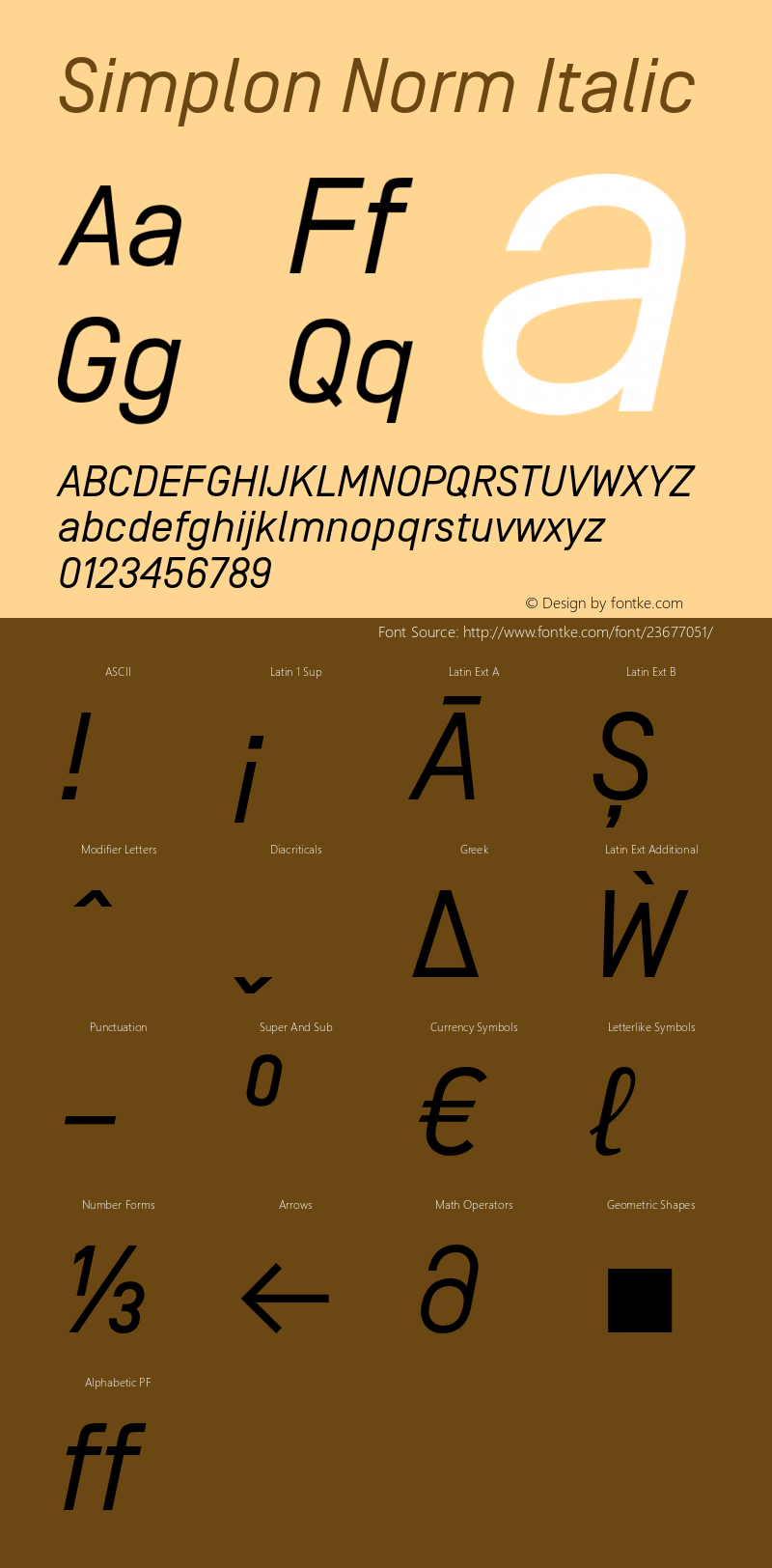 Simplon Norm Italic Version 2.001 Font Sample
