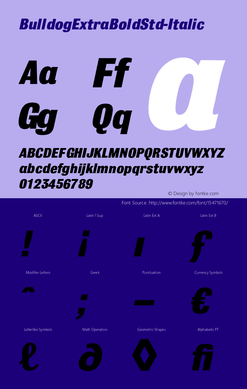 BulldogExtraBoldStd-Italic ☞ Version 001.005;com.myfonts.easy.clubtype.bulldog-std.extra-bold-italic.wfkit2.version.3cpf Font Sample