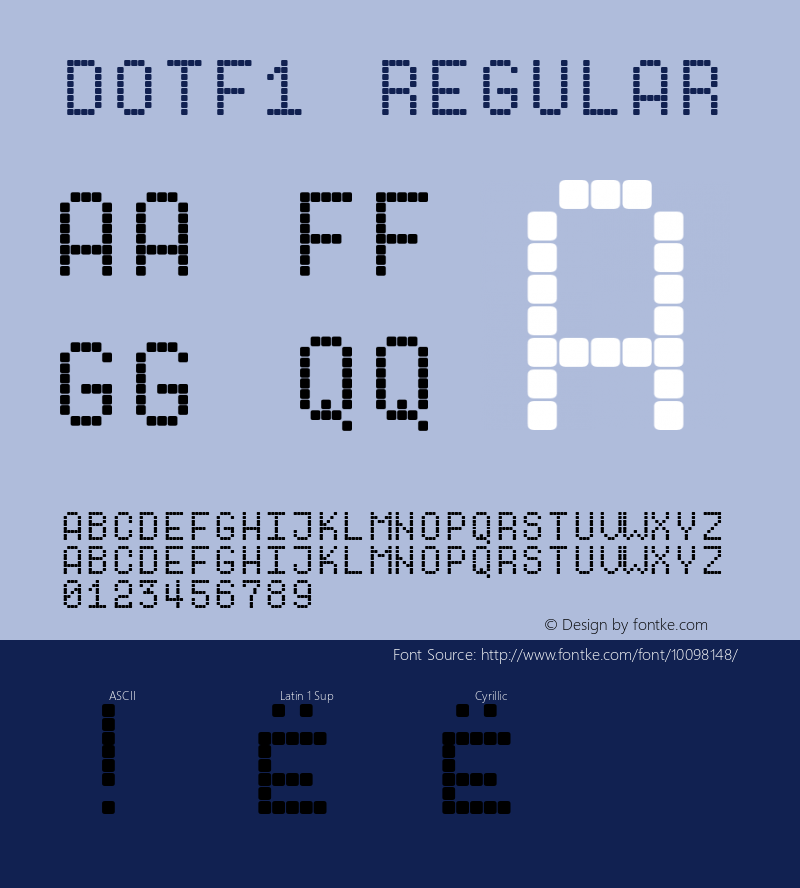 Dotf1 Regular Version 1.0; 2000; initial release Font Sample