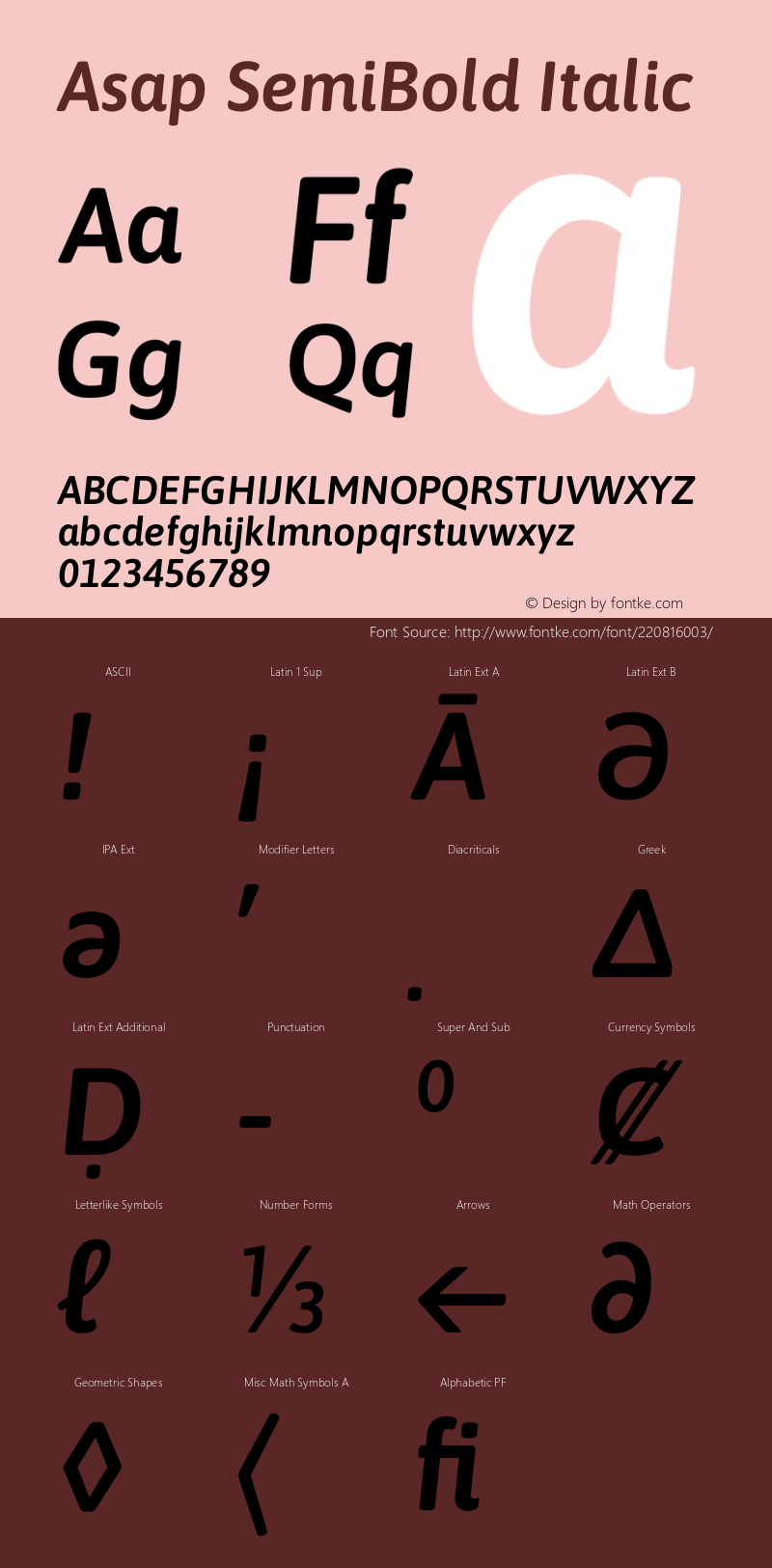 Asap SemiBold Italic Version 3.001图片样张