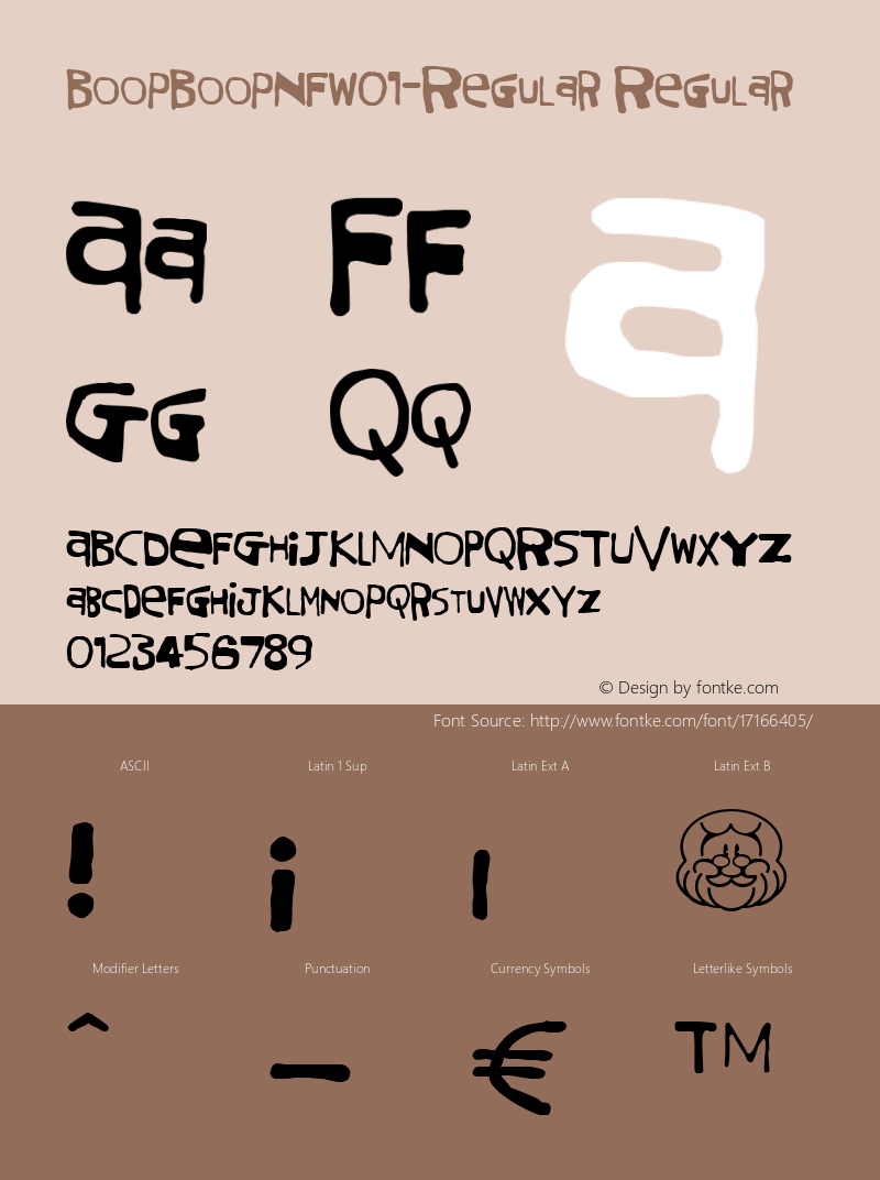 BoopBoopNFW01-Regular Regular Version 1.00 Font Sample