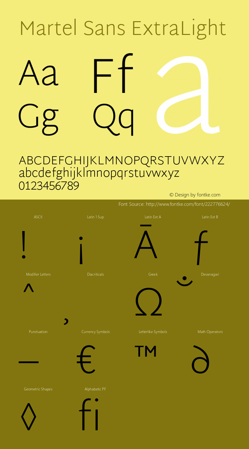 Martel Sans ExtraLight Version 1.002; ttfautohint (v1.1) -l 5 -r 5 -G 72 -x 0 -D latn -f none -w gGD -W -c图片样张