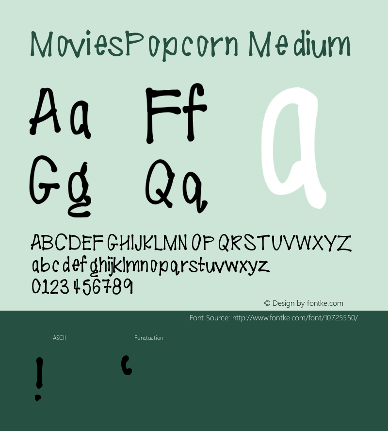 MoviesPopcorn Medium Version 001.000 Font Sample