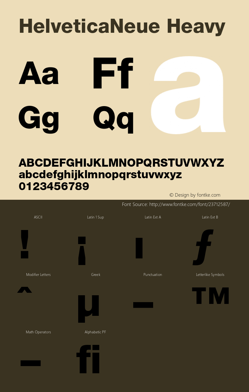 HelveticaNeue-Heavy Version 001.000 Font Sample