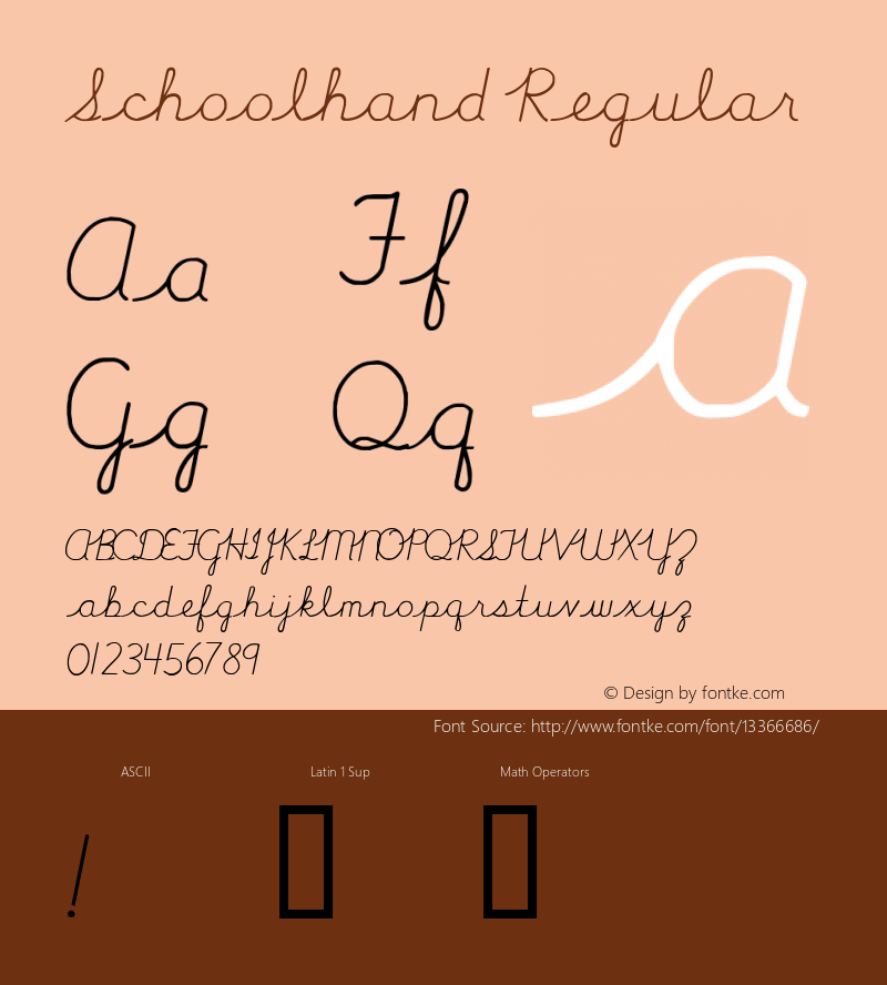 Schoolhand Regular Unknown Font Sample