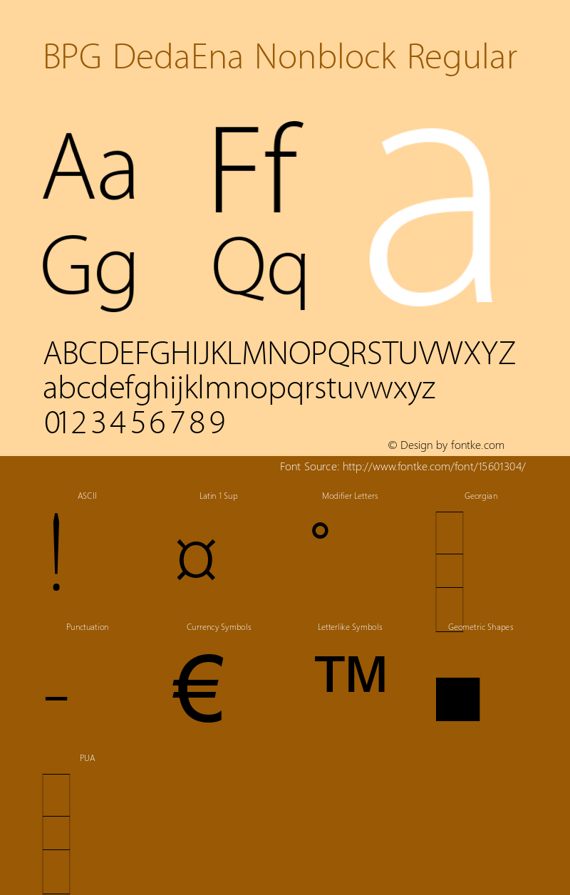 BPG DedaEna Nonblock Regular Version 3.005 2005 Font Sample