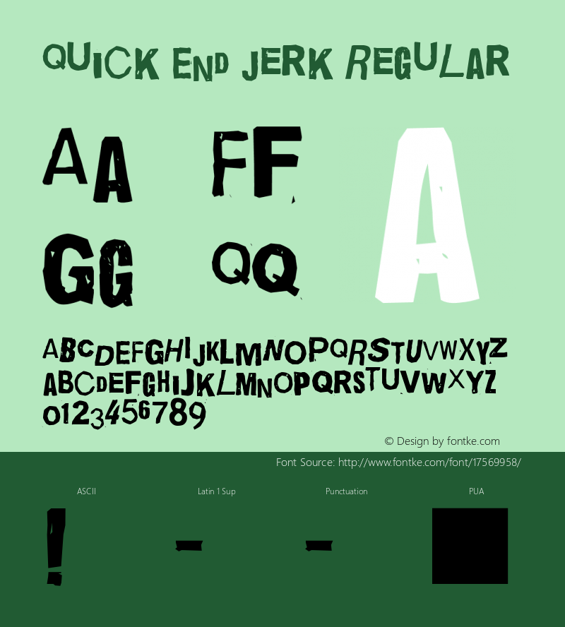 Quick End Jerk Regular updated June 2007 Font Sample