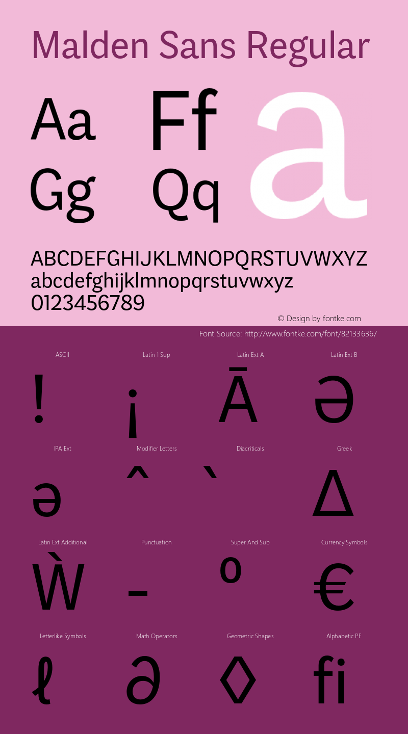 MaldenSans-Regular Version 1.00 Font Sample