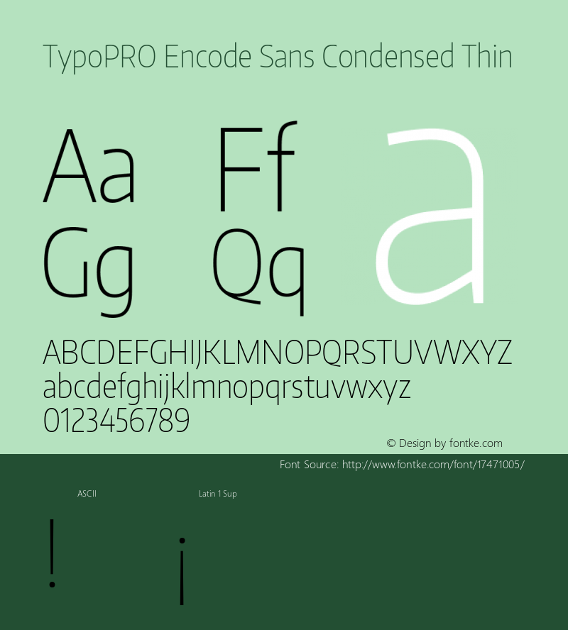 TypoPRO Encode Sans Condensed Thin Version 1.000; ttfautohint (v1.00) -l 8 -r 50 -G 200 -x 14 -D latn -f none -w G Font Sample