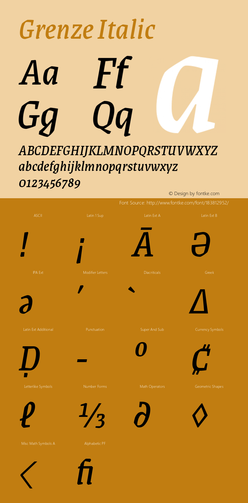 Grenze Italic Version 1.002; ttfautohint (v1.8)图片样张