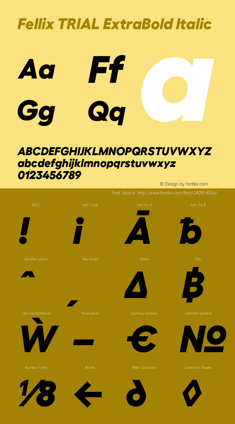 Fellix TRIAL ExtraBold Italic Version 3.000;Glyphs 3.1.1 (3137)图片样张
