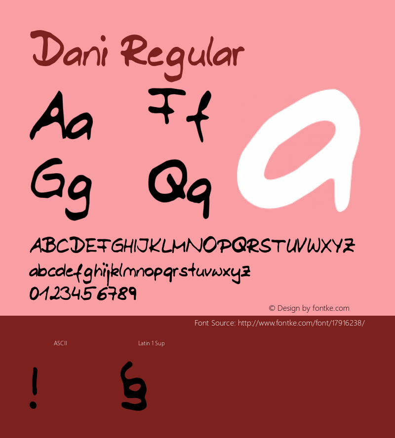 Dani Regular Version: 04/23/05 05:03:10 Font Sample