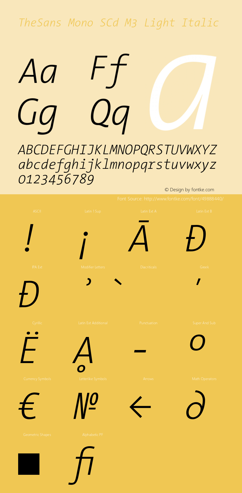 TheSansMono-SCdM3LightItalic 3.006 Font Sample