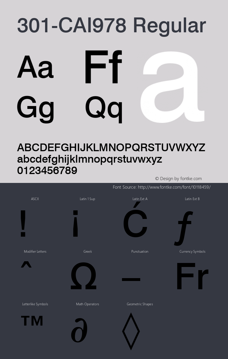 301-CAI978 Regular Version 1.00 January 18, 1993, initial release Font Sample