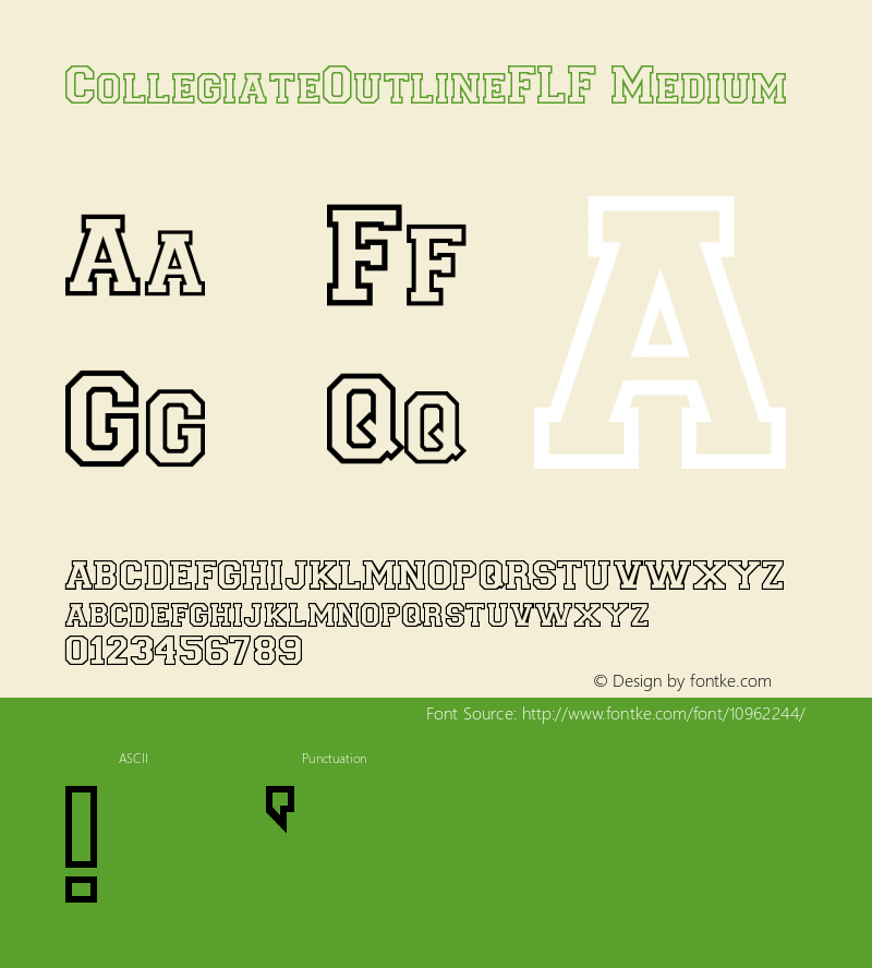 CollegiateOutlineFLF Medium Version 001.000 Font Sample